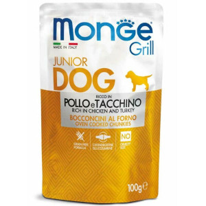 MONGE DOG GRILL CHICKEN TURKEY JUNIOR konservi kucēniem Vista, tītars 100g